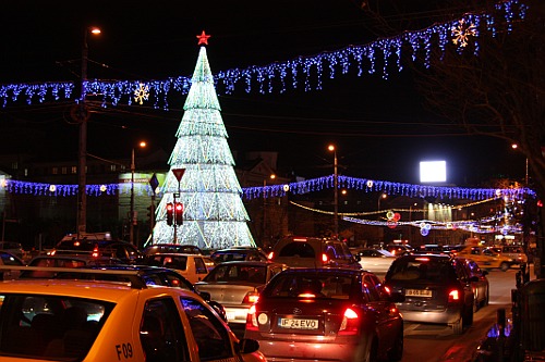 Chrismas city lights in Piata Universitatii, Bucharest