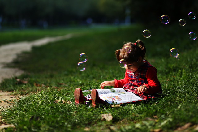 girl and book